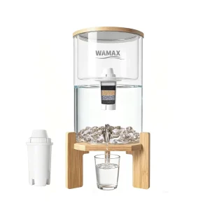 Gravity Glass Water Filter Dispenser Countertop Water Purifier System with Maifanstone Filter Element