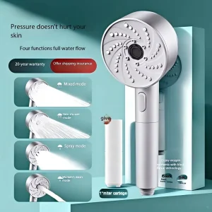 Gray Blue Chlorine Removing Water Purifying Beauty High Pressure Filter Shower Head Home Use Bathing Handheld Shower Head