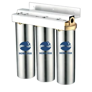HH3-10B Stainless Steel 304/316 Triple Filter Housing Water Purification System 3 Stages Water Purifier