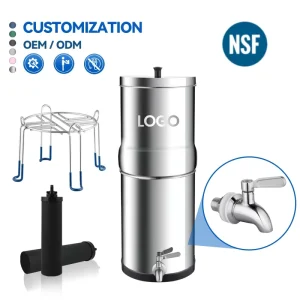 HONG HUI NSF ANSI 42&372 LT 1.5A 5.6L Home Outdoor Camping Countertop Water Purifier Stainless Steel Gravity Water Filter System