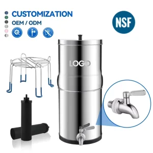HONG HUI NSF ANSI 42&372 LT 2.25A 2.25 Gallons Portable Stainless Steel Water Purifier Gravity Water Filter System