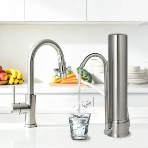 HONG HUI QY 10F Brushed Surface Household 304 Stainless Steel Countertop Water Filter Kitchen Faucet with Ceramic Filter