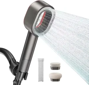 Handheld Filtered Shower Head Set With Carbon Fiber Cartridge Removable Bathroom Shower Filter Purifier Vitamin C