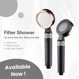 Handheld Shower Filter Carbon Fiber & Vitamin C Transparent Window Visible Cartridge Removes Chlorine for Hard Water Skin Care