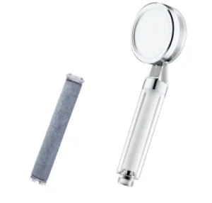 Handheld Shower Head Filtered with KDF+Calcium and ACF Filters Stainless Steel and ABS Plastic Round Design