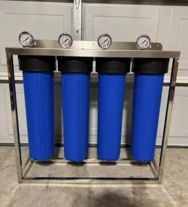 Heavy Metal Removal Whole-House Water Filter 4-Stage Big Blue Carbon Block Cartridge Lead Arsenic Reduction Stainless Steel Frame System