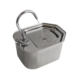 Hexagon Stainless Steel Pet Water Fountain and Dispenser with Built-In Battery, Motion Sensing, and Waterproof Design