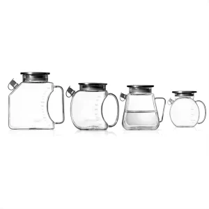 High Borosilicate Glass Pitcher Set Heat Resistant Water Carafe with Stainless Steel Lid Measuring Jug OEM ODM