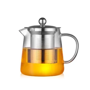 High Borosilicate Glass Teapot Stainless Steel with Filter Screen High Temperature Resistant Glass Teapot