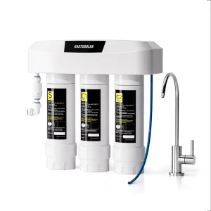High Capacity Plastic Under Sink UF Water Filter System with Brushed Nickel Faucet Tankless Reduce 99% Lead Chlorine Household