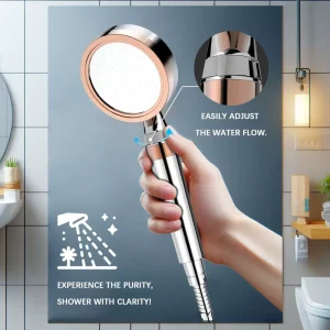 High Flow Pressurized Handheld Shower Head Purification Filter Shower with Replaceable Filter and One Key Shutoff
