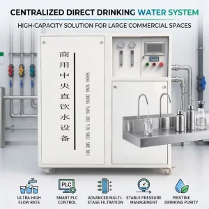 High Flow Reverse Osmosis Water Treatment System PLC Smart Control 2kw Central Direct Drinking Water Equipment