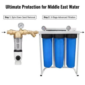 High Pressure 10 Bar Whole House Water Filter System 20 Inch 3 Stage Big Blue with Spin Down Sediment Pre Filter