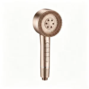 High Pressure 4 Setting Handheld Shower Head Unique Silicone Brush Rim Ergonomic Piano Key Handle Complete Shower Set