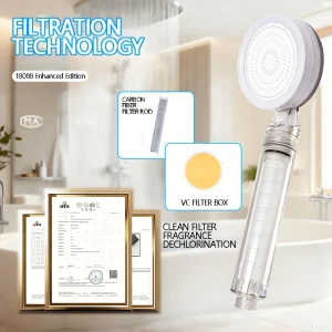 High Pressure Filtered Shower Head Water Saving Vitamin C Shower Head Chlorine Removal Purify Water 18088 Upgraded Model