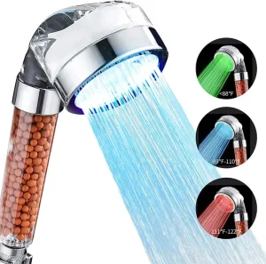 High Pressure Led Rainfall Shower Head Water Saving Clear SPA Mineral Ionic Bathroom Showerhead Led Shower Head With Filter