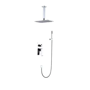 High Pressure Multiple Sizes Rain Filter Shower Head Chrome Square Head Shower Set With Water Filtration System