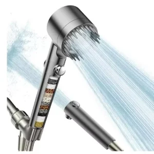 High Pressure ON OFF Switch Handheld Filtered Shower Head ABS Multiple Spray Modes Easy Installation Hard Water Bathroom Faucet