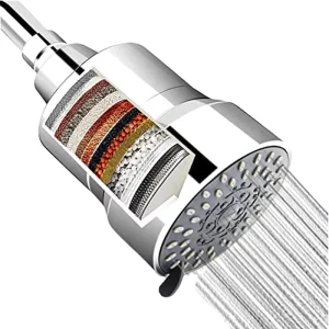High Pressure Skin Care 3 Spray Setting Shower Head Water Purifier Chrome Shower Filter KDF Remove Bad Water Odor