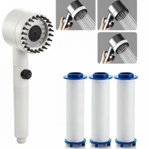 High Pressure Water Saving Handheld Shower Filter Head with PP Cotton Filter One Touch Water Stop Bathroom Accessories