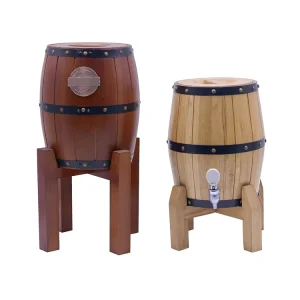 High Quality Eco Friendly American Oak Wooden Barrel Wine Beer Dispenser Stainless Steel Liner Customized Colors Bar Accessories