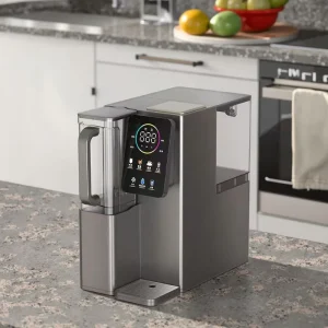 High Quality Four Stage RO Plastic Electric Water Purifier Self Cleaning Instant Hot Cold Ice Drinking Countertop Model 24 Month