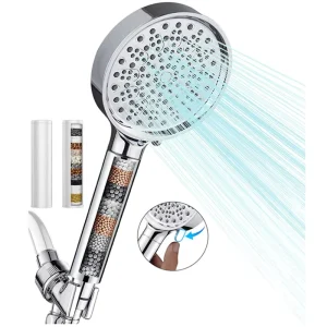 High Quality High Pressure 5 Mode Mineral Purifying Ionic Filtered Shower Filter Head Chrome Finish Water Saving Bathroom