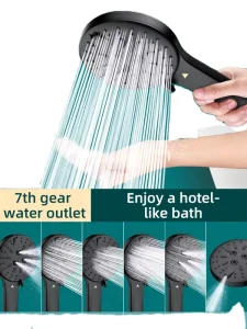 High Temperature Warning Big Black Massage Modern Rainfall Instant Hot Sanitary Ware Water Saving Shower Head with Hose