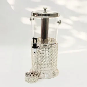 Hollow-Carved 8L Mirror Polished Stainless Steel Fruit Juice Beverage Dispenser Silver
