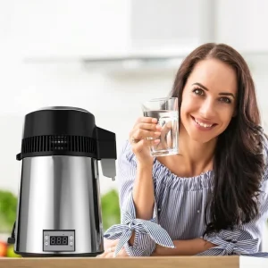 Home Countertop Water Distiller 4L 750W Stainless Steel Interior Gray Distiller Machine Pure Water Purifier Filter