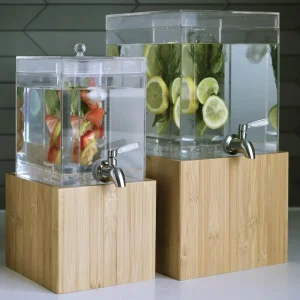 Home Kitchen Products Large Space Drink Dispenser Two Pack Acrylic Beverage Dispenser with Fruit and Herb Infuser