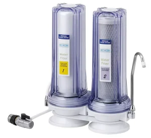 Home Use Simple Counter Top Tap Connected Two Stages Water Filter with Metal Connector