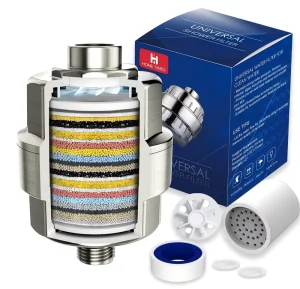 HomeTimes 20 Stage Shower Filter Shower Head Filter for Hard Water with 1 Replaceable Cartridges High Output Shower Water Filter