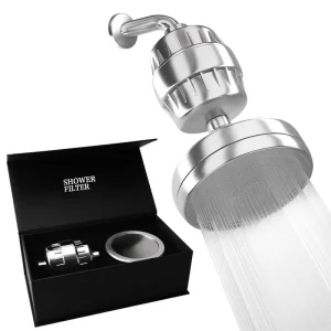 Hot Seller Holmine 15 Stage Chrome Water Shower Filter Head KDF Vitamin C Function for Bathroom