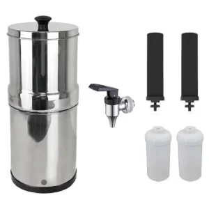 Hot Selling 304 Stainless Steel Gravity Water Filter System with Activated Carbon Filter