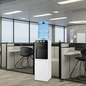 Hot, Warm, and Cold Water Dispenser with 5-Gallon Bottle, Child Safety Lock, and Refrigerator