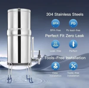 Household 2.25 Gallon Stainless Steel Gravity-Fed Water Filtration System