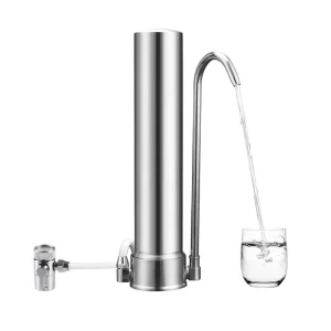 Household Anti Crack Kitchen 2 Stages Water Purifier Ceramic Filter Stainless Steel Counter Top Water Filter with OEM Service