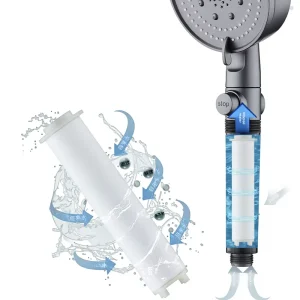 Household Bathroom Water Heater Shower Head Filter Five speed Pressurized Shower Nozzle for Bathing Washing Modern Minimalist