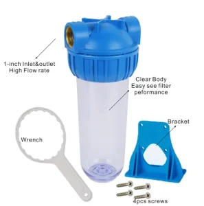 Household European Transparent Water Filter Housing 10 Inch Blue Head Clear Filter Housing for Pre Water Filtration