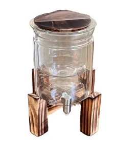 Household Glass Gravity Water Filter Activated Carbon Removal Water Purifier with Stainless Steel Lid and Base