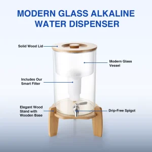Household Glass Gravity Water Filter Purifier Activated Carbon Fluoride Removal Bamboo Plastic Desktop Dispenser