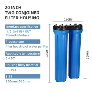Household Hotel RV Manual Prefilter Under Sink Water Purifier Filter Housing 20 Inch RO Reverse Osmosis Filter Filter Filter