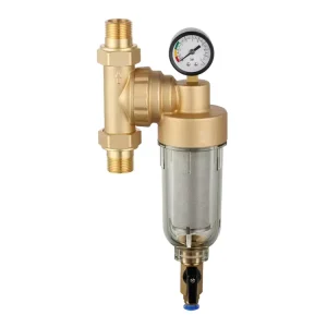 Household Pre Filtration Water Filter Straw Sediment with Pressure Gauge Brass Purifier Stainless Steel Mesh Factory Price