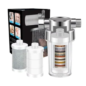 Household Shower Head Water Filter with PP Activated Carbon Replaceable Cartridge Chlorine Removal Bathroom Tap