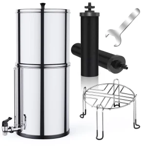Household Stainless Steel Gravity Water Filter System with Activated Carbon and Tap Stand Countertop Water Filtration