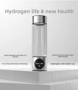 Hydrogen Electrolytic Portable Hydrogen Water Bottle Generator with Borosilicate Glass, 410ml Capacity