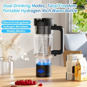 Hydrogen Rich Alkaline Water Bottle Portable USB Powered Tritan 750ml Water Generator 3000PPB Hydrogen Content for