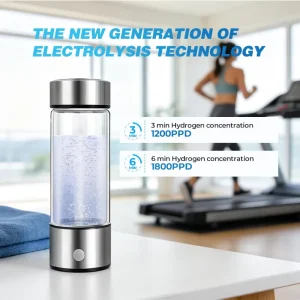 Hydrogen Water Bottle Glass SPE PEM Hydrogen Water Generator 2 in 1 800ppb Hydrogen Rich Water for Health Care
