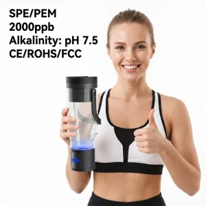 Hydrogen Water Bottle Manufacturer 2000PPB SPE PEM Technology Alkaline pH 7.5 Portable Hydrogen Water Generator H2 Maker CE Car